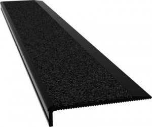 Aluminium Stair Nosing - J Series BLACK anodised with BLACK external rated insert - Safety Stride