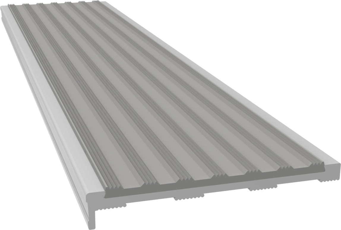 Aluminium Stair Nosing - C Series CLEAR anodised with BLACK external rated insert - Safety Stride