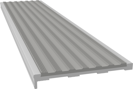 Aluminium Stair Nosing - C Series Clear Anodised with Light Grey Extruded Vinyl Internal/Dry Rated Insert