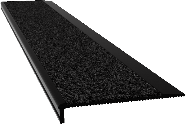 Aluminium Stair Nosing - M Series BLACK anodised with BLACK external rated insert - Safety Stride
