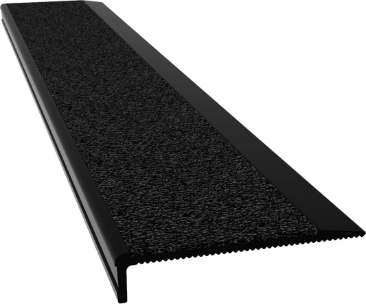 Aluminium Stair Nosing - J Series Black Anodised with Black Internal/Dry Rated Insert