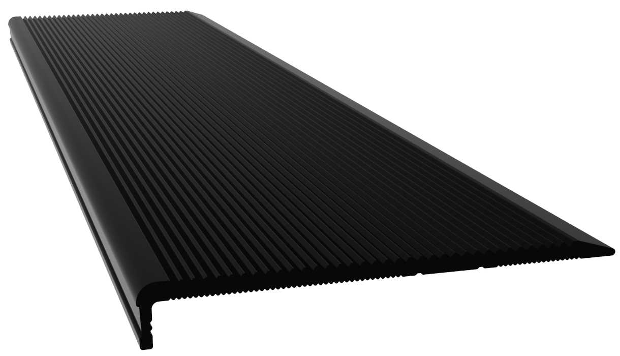 Aluminium Stair Nosing - J Series BLACK anodised with BLACK external rated insert - Safety Stride