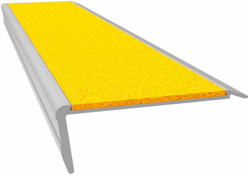 Aluminium Stair Nosing - G Series Clear Anodised with Yellow External Rated Insert - Safety Stride